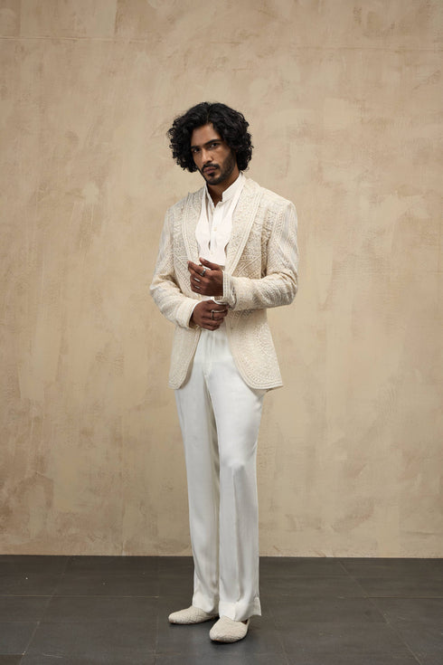 Dori Half Moon Blazer Set with Kamarband & Bow-tie